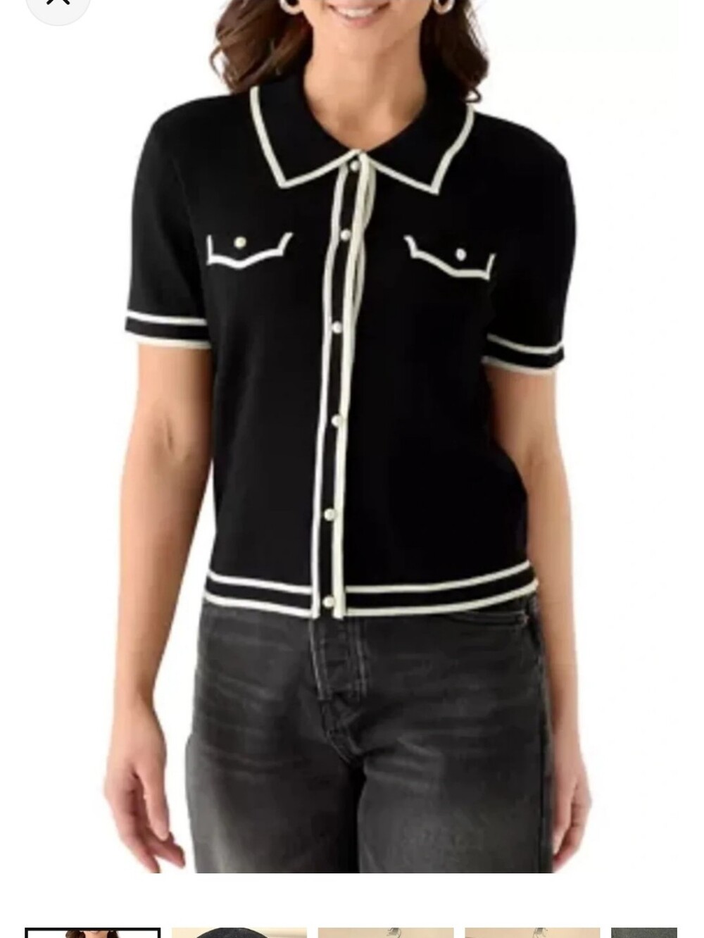 Pearly Button Short Sleeve  SweaterJASON WU Nwt Size Lg